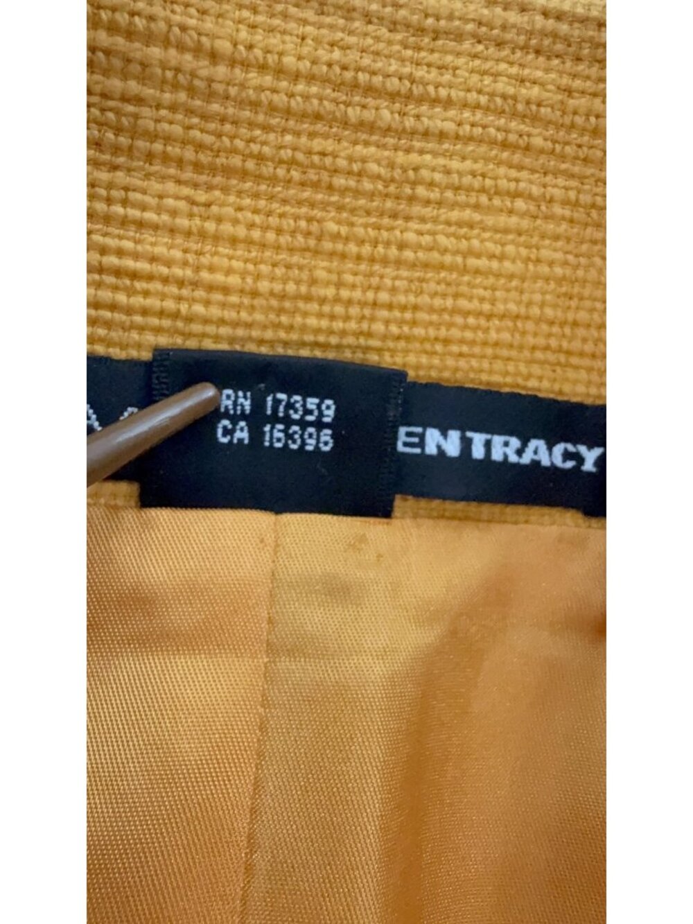 Linda Allard Ellen Tracy Jacket Womens 8 Mustard Yellow Gold Textured Blazer - Picture 13 of 13